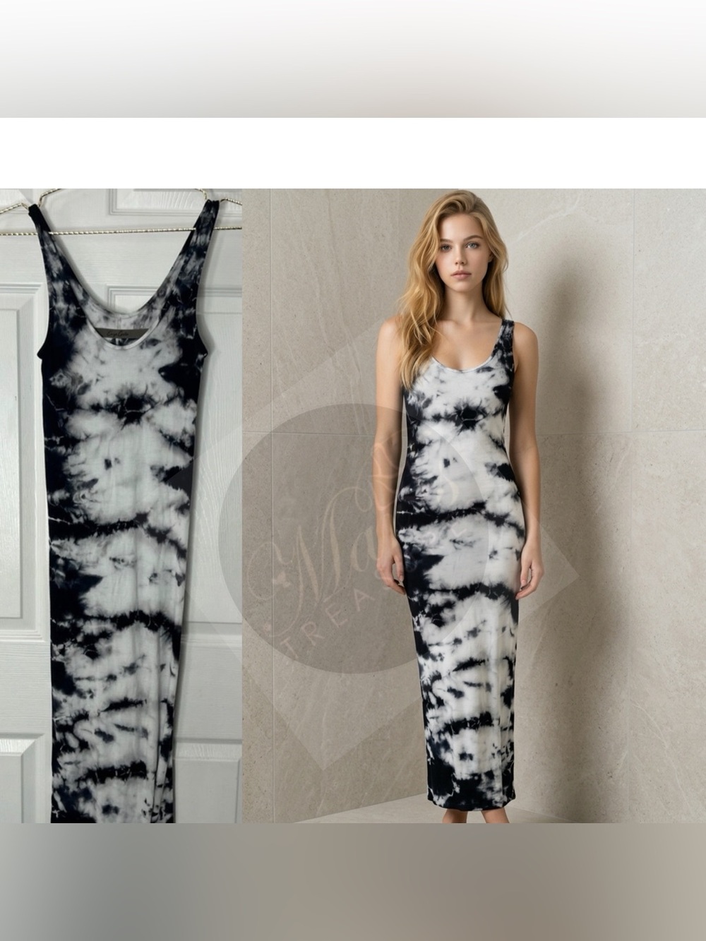 Enza Costa Tie Dye Tank Ribbed Midi Dress Sz S